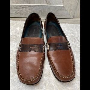 -Vintage H.S. Trask Classic Brown Tan Two Tone Leather Slip On Penny Loaf…